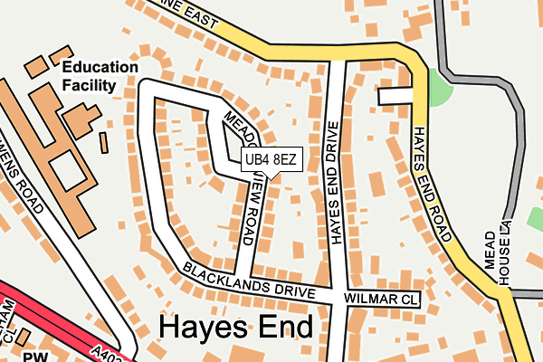 UB4 8EZ map - OS OpenMap – Local (Ordnance Survey)