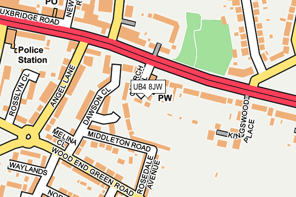 UB4 8JW map - OS OpenMap – Local (Ordnance Survey)