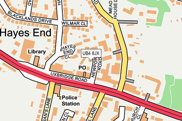 UB4 8JX map - OS OpenMap – Local (Ordnance Survey)