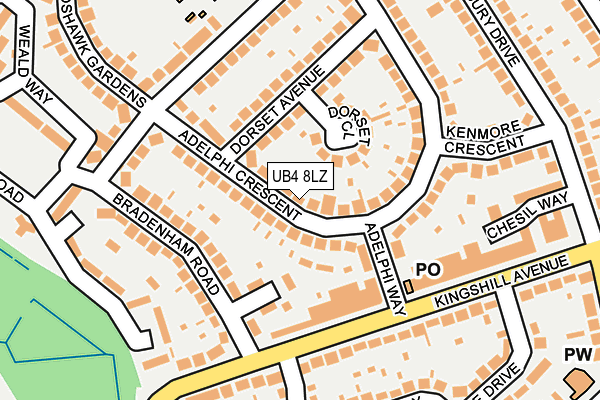 UB4 8LZ map - OS OpenMap – Local (Ordnance Survey)