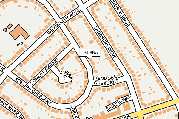UB4 8NA map - OS OpenMap – Local (Ordnance Survey)