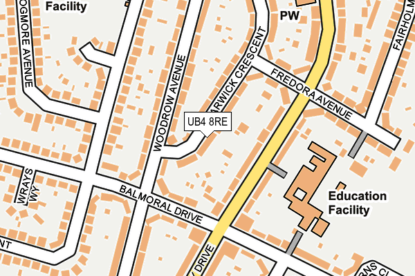 UB4 8RE map - OS OpenMap – Local (Ordnance Survey)