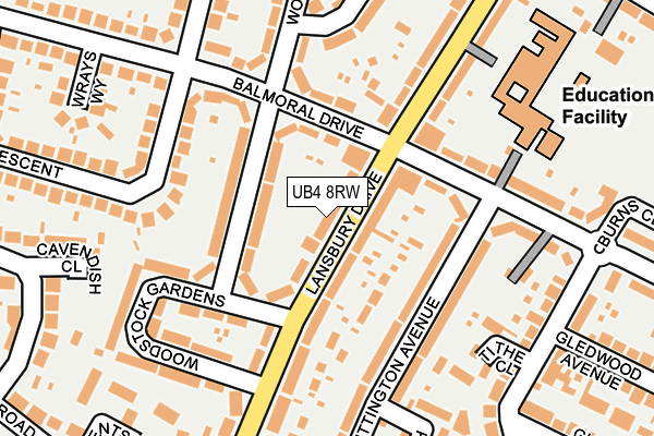 UB4 8RW map - OS OpenMap – Local (Ordnance Survey)