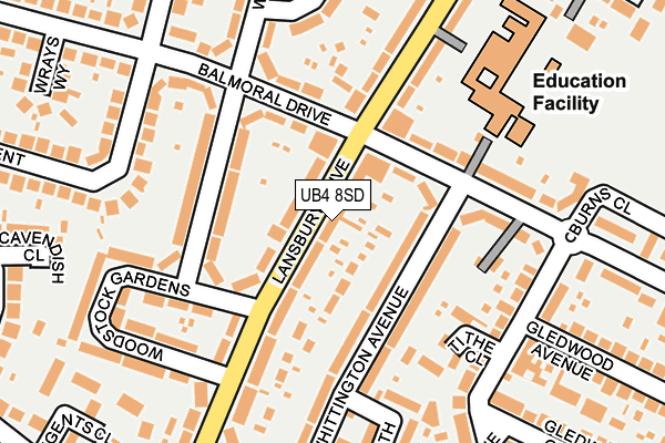 UB4 8SD map - OS OpenMap – Local (Ordnance Survey)