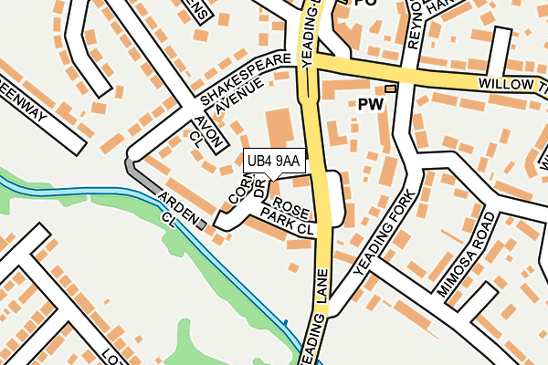 UB4 9AA map - OS OpenMap – Local (Ordnance Survey)