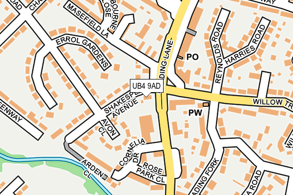 UB4 9AD map - OS OpenMap – Local (Ordnance Survey)