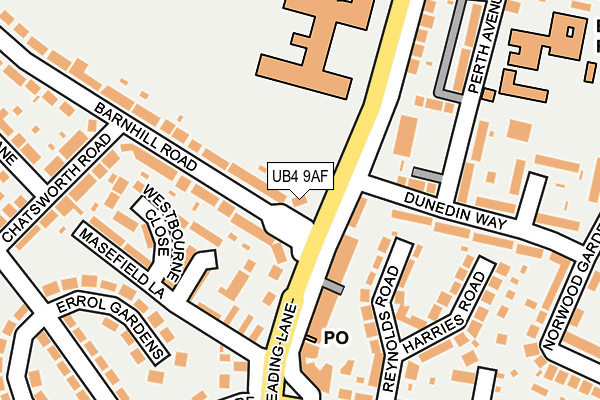 UB4 9AF map - OS OpenMap – Local (Ordnance Survey)