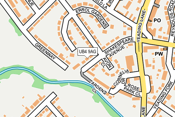 UB4 9AG map - OS OpenMap – Local (Ordnance Survey)