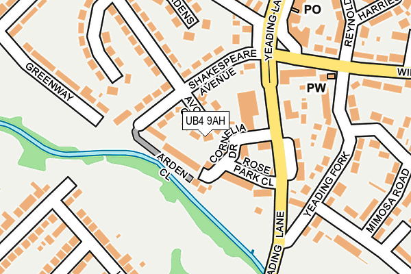 UB4 9AH map - OS OpenMap – Local (Ordnance Survey)
