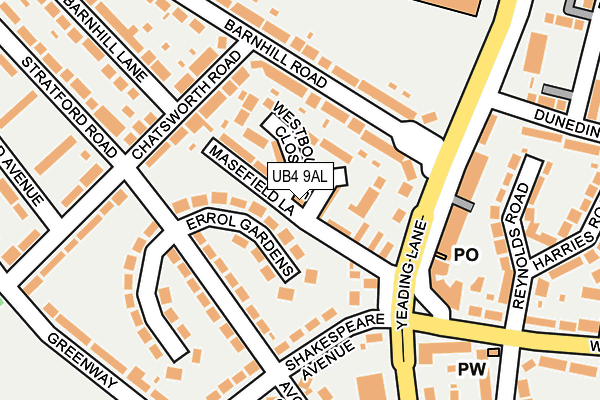 UB4 9AL map - OS OpenMap – Local (Ordnance Survey)