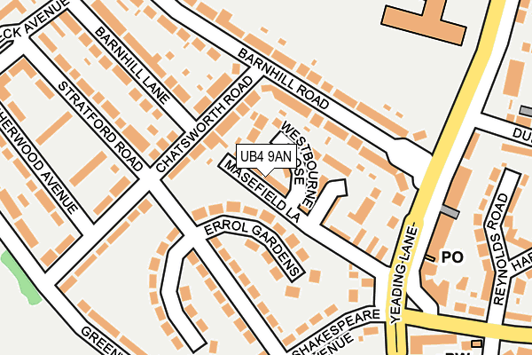 UB4 9AN map - OS OpenMap – Local (Ordnance Survey)