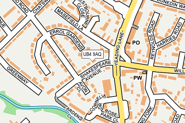 UB4 9AQ map - OS OpenMap – Local (Ordnance Survey)