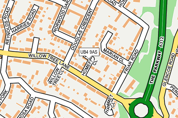 UB4 9AS map - OS OpenMap – Local (Ordnance Survey)