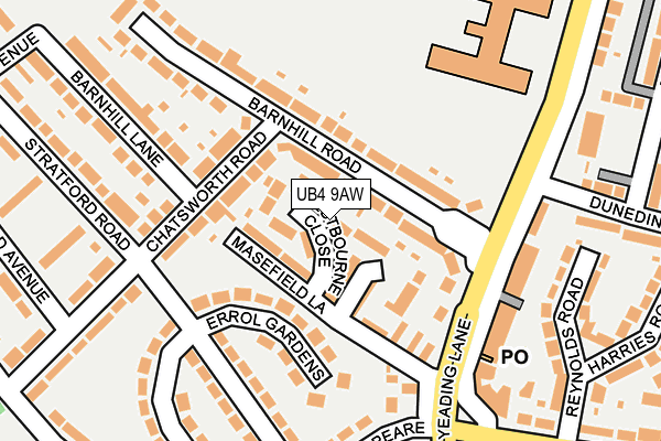 UB4 9AW map - OS OpenMap – Local (Ordnance Survey)