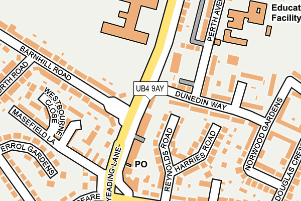 UB4 9AY map - OS OpenMap – Local (Ordnance Survey)
