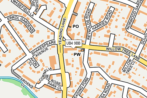 UB4 9BB map - OS OpenMap – Local (Ordnance Survey)