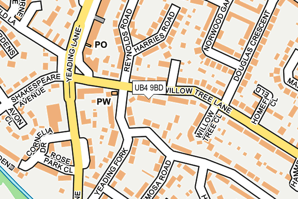 UB4 9BD map - OS OpenMap – Local (Ordnance Survey)