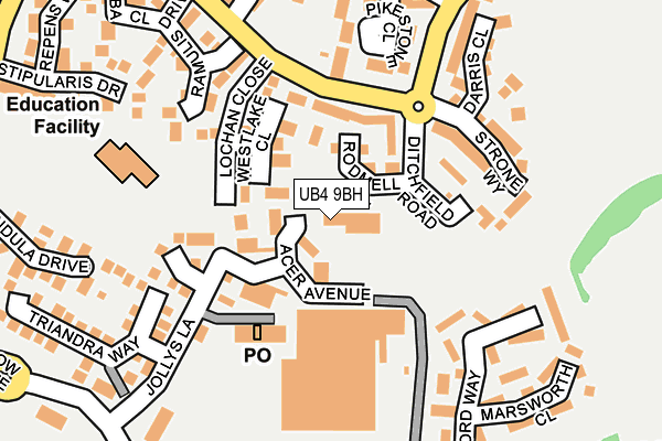 UB4 9BH map - OS OpenMap – Local (Ordnance Survey)