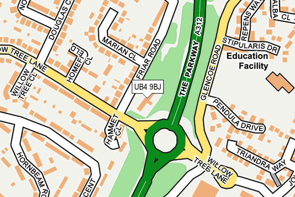 UB4 9BJ map - OS OpenMap – Local (Ordnance Survey)