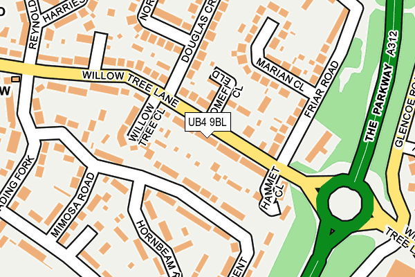 UB4 9BL map - OS OpenMap – Local (Ordnance Survey)