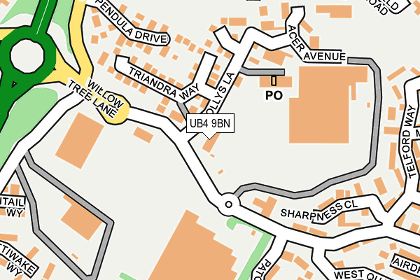 UB4 9BN map - OS OpenMap – Local (Ordnance Survey)