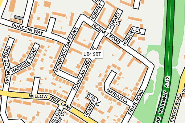 UB4 9BT map - OS OpenMap – Local (Ordnance Survey)