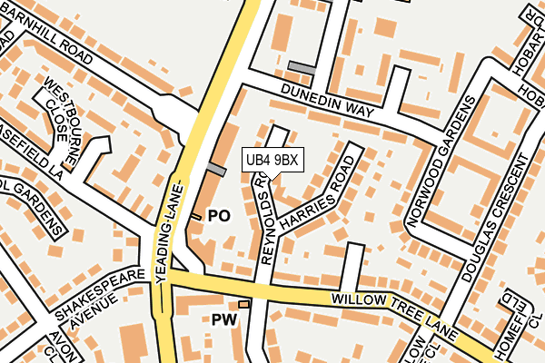 UB4 9BX map - OS OpenMap – Local (Ordnance Survey)