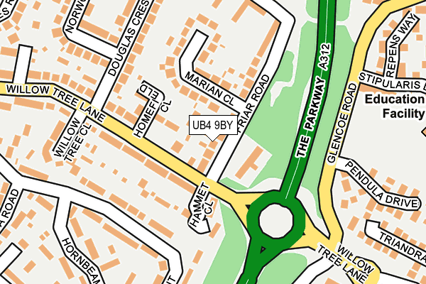 UB4 9BY map - OS OpenMap – Local (Ordnance Survey)