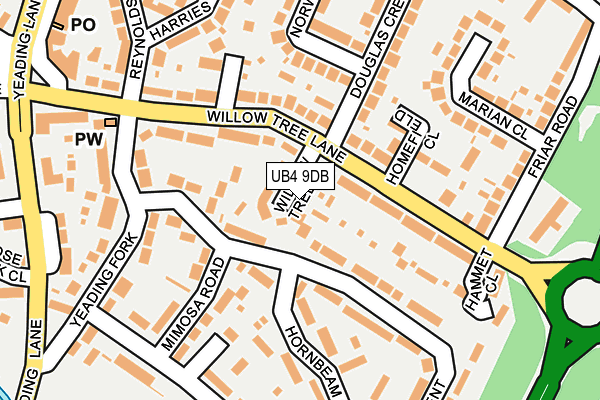 UB4 9DB map - OS OpenMap – Local (Ordnance Survey)