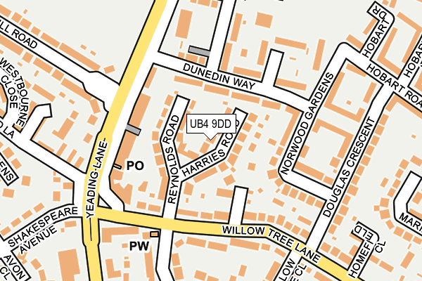 UB4 9DD map - OS OpenMap – Local (Ordnance Survey)