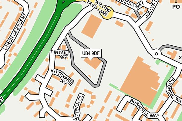UB4 9DF map - OS OpenMap – Local (Ordnance Survey)