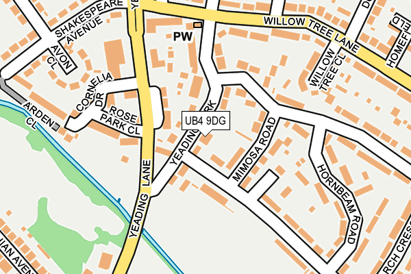 UB4 9DG map - OS OpenMap – Local (Ordnance Survey)