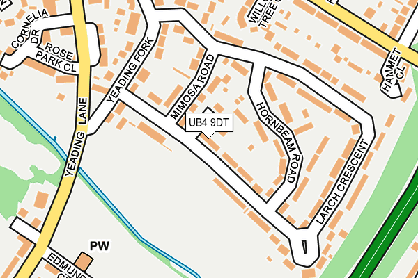 UB4 9DT map - OS OpenMap – Local (Ordnance Survey)
