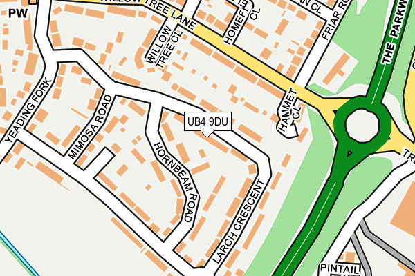 UB4 9DU map - OS OpenMap – Local (Ordnance Survey)