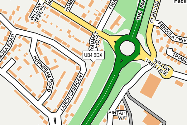 UB4 9DX map - OS OpenMap – Local (Ordnance Survey)