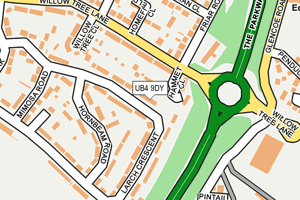 UB4 9DY map - OS OpenMap – Local (Ordnance Survey)