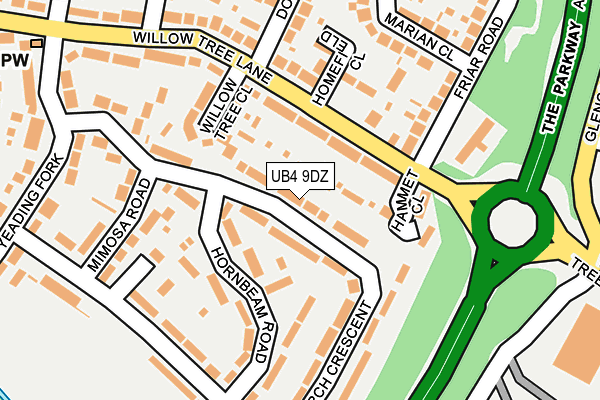 UB4 9DZ map - OS OpenMap – Local (Ordnance Survey)