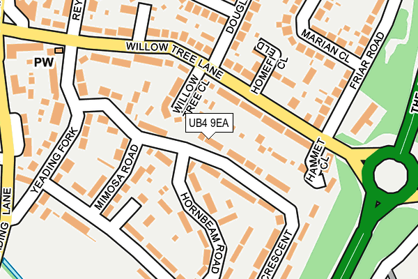 UB4 9EA map - OS OpenMap – Local (Ordnance Survey)