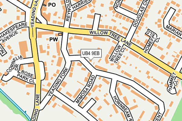 UB4 9EB map - OS OpenMap – Local (Ordnance Survey)