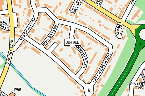 UB4 9EE map - OS OpenMap – Local (Ordnance Survey)