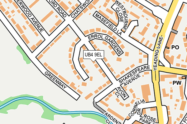 UB4 9EL map - OS OpenMap – Local (Ordnance Survey)