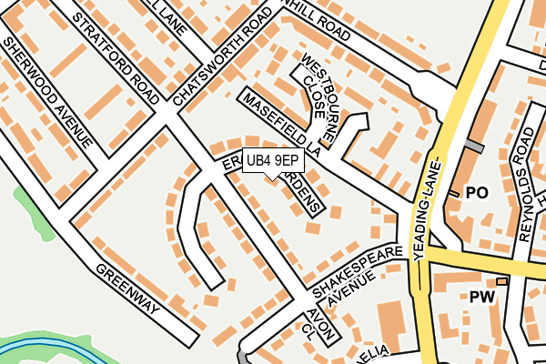 UB4 9EP map - OS OpenMap – Local (Ordnance Survey)