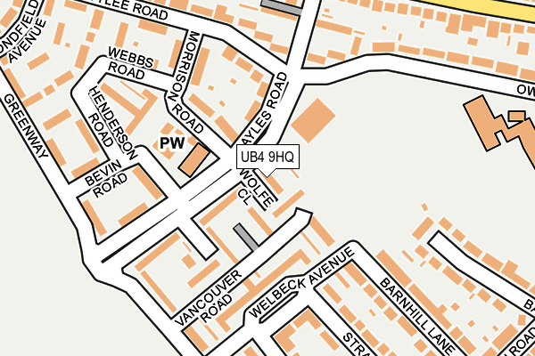 UB4 9HQ map - OS OpenMap – Local (Ordnance Survey)