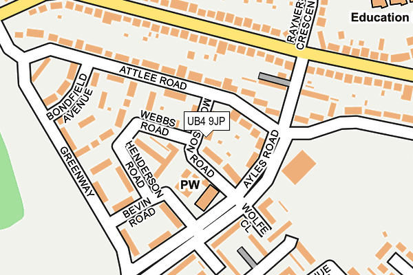 UB4 9JP map - OS OpenMap – Local (Ordnance Survey)