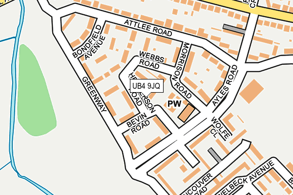 UB4 9JQ map - OS OpenMap – Local (Ordnance Survey)