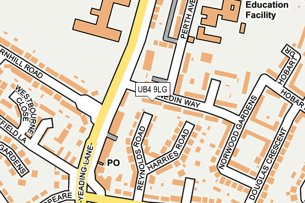 UB4 9LG map - OS OpenMap – Local (Ordnance Survey)