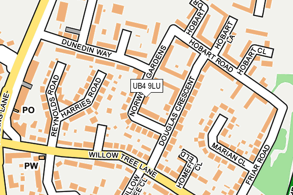 UB4 9LU map - OS OpenMap – Local (Ordnance Survey)