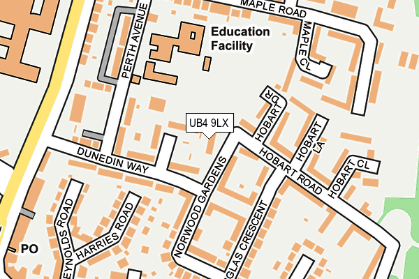 UB4 9LX map - OS OpenMap – Local (Ordnance Survey)