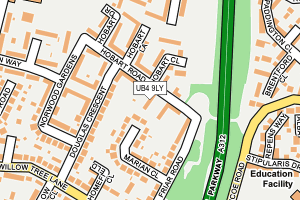 UB4 9LY map - OS OpenMap – Local (Ordnance Survey)