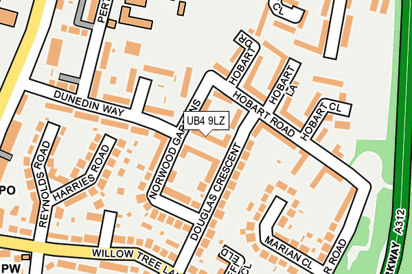 UB4 9LZ map - OS OpenMap – Local (Ordnance Survey)